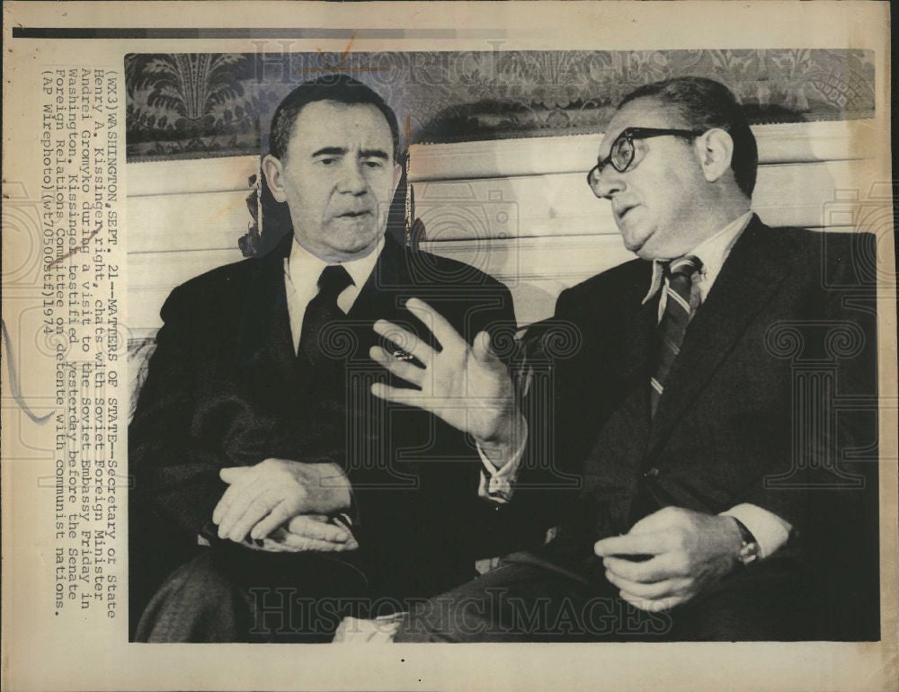 1974 Press Photo Henry Kissinger Andrei Gromyko detente - Historic Images