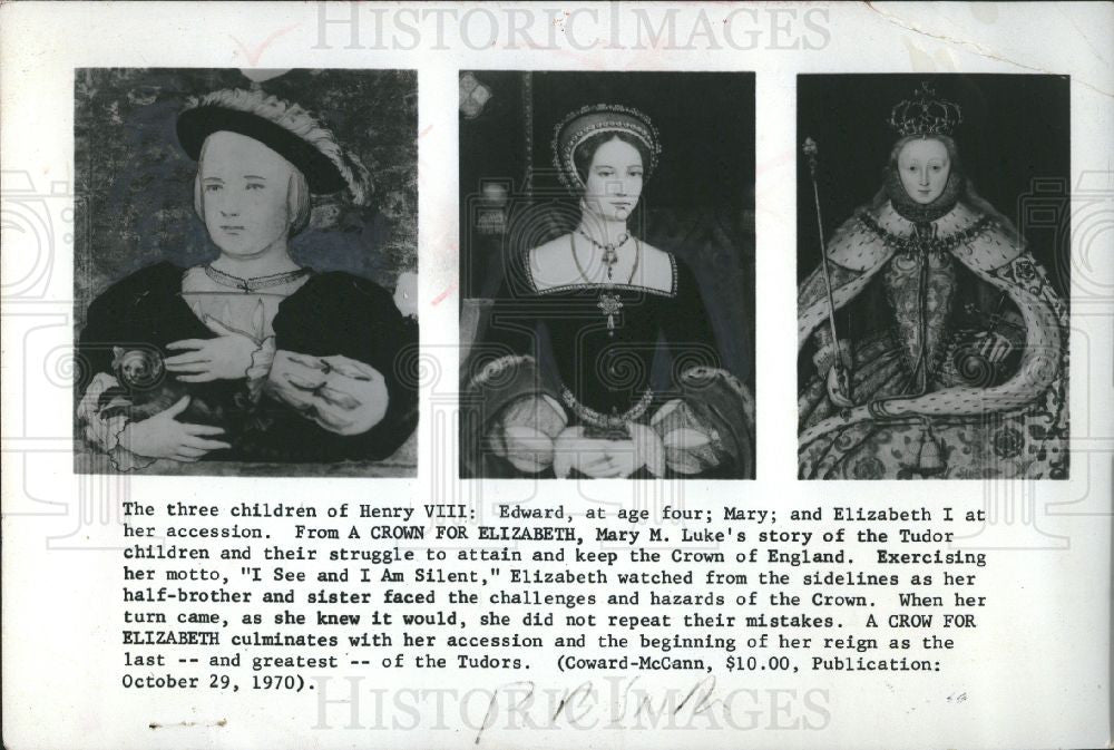 1971 Press Photo Henry VIII Tudors children Mary Edward - Historic Images