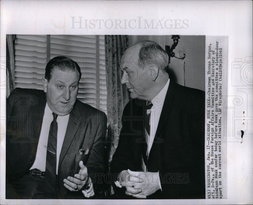 1962 Press Photo Thomas Morgan Chairman D-Pa. H.F.A.C. - Historic Images