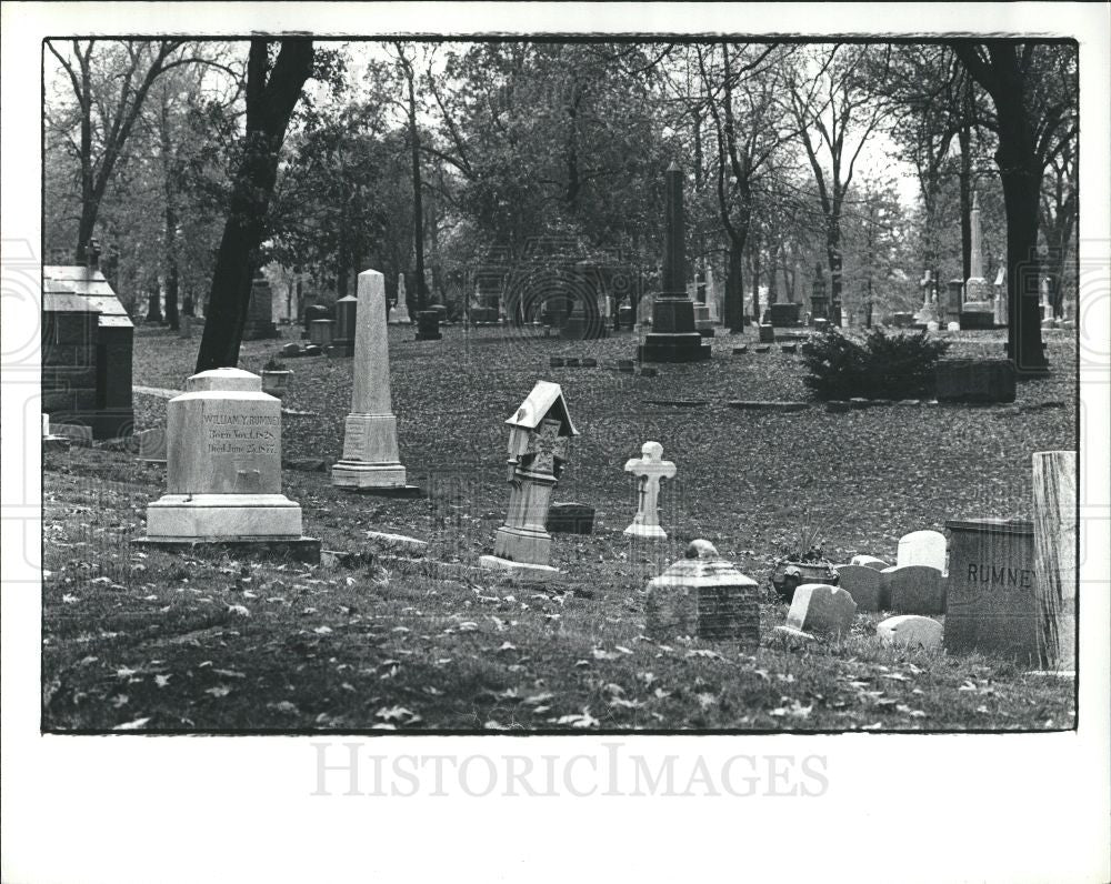 1981 Press Photo Elmwood Cemetery Michigan Eastside - Historic Images
