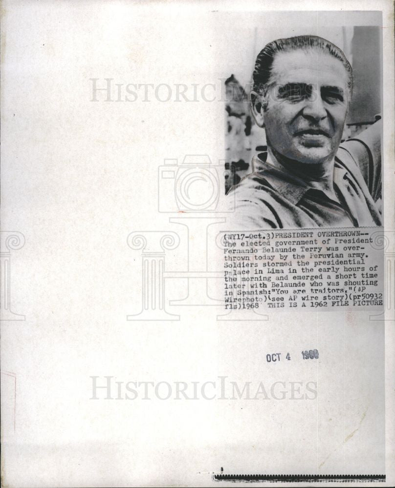1962 Press Photo President Fernando Belaunde Terry - Historic Images