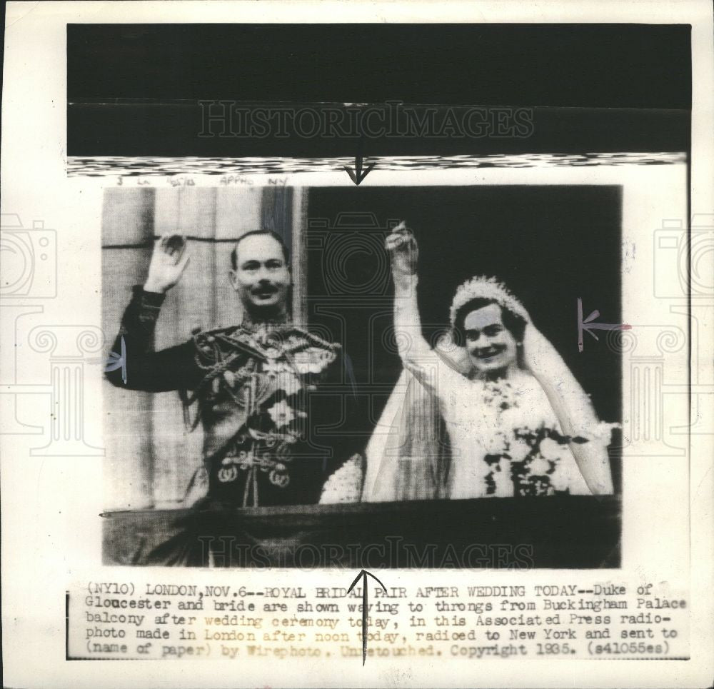 1935 Press Photo Duke Gloucester Buckingham wedding - Historic Images