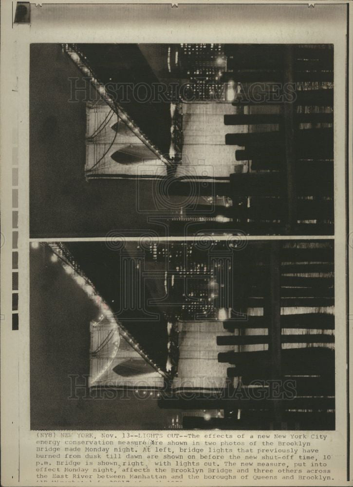 1979 Press Photo N.Y. City Energy Cons. Brooklyn Bridge - Historic Images