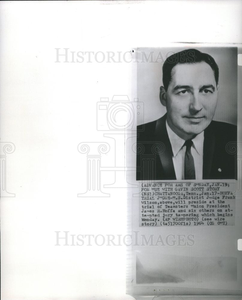 1964 Press Photo Frank Wilson U.S. District Judge - Historic Images