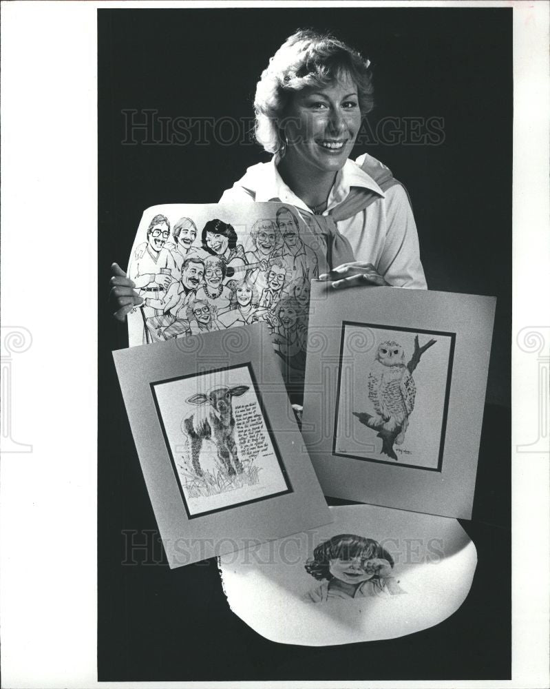 1982 Press Photo Terry Willsens Artist Drawing Pencil - Historic Images