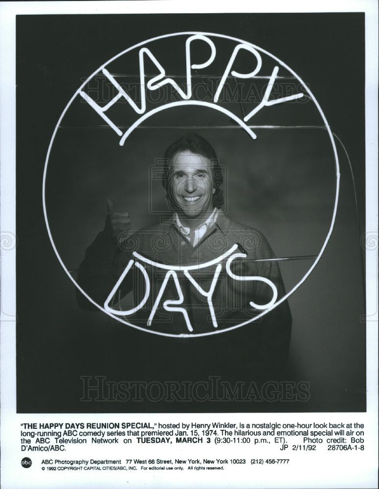 1992 Press Photo Henry Winkler Happy Days Reunion - Historic Images