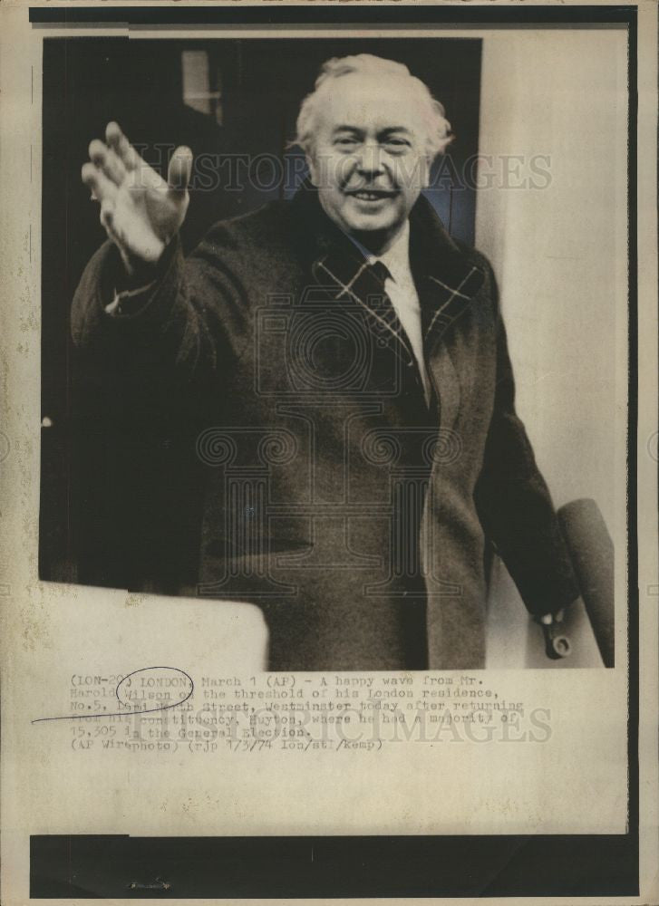 1974 Press Photo Harold Wilson Huyton London Election - Historic Images