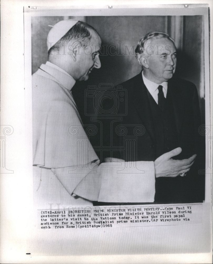 1965 Press Photo Pope Paul VI British Prime Minister - Historic Images