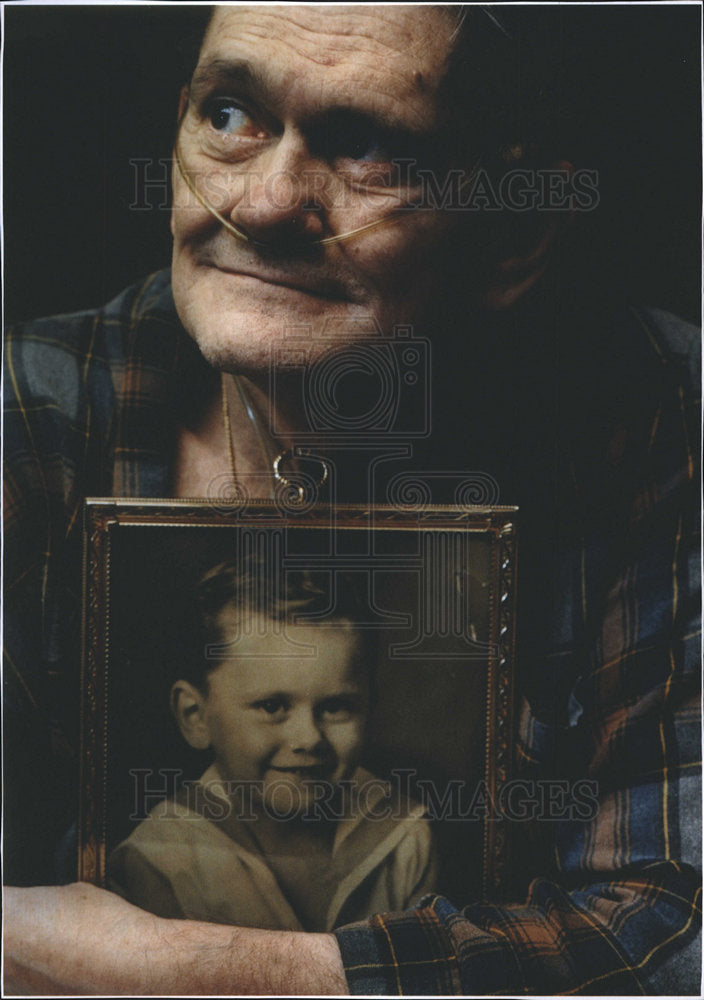 Elderly Man with portrait-Historic Images