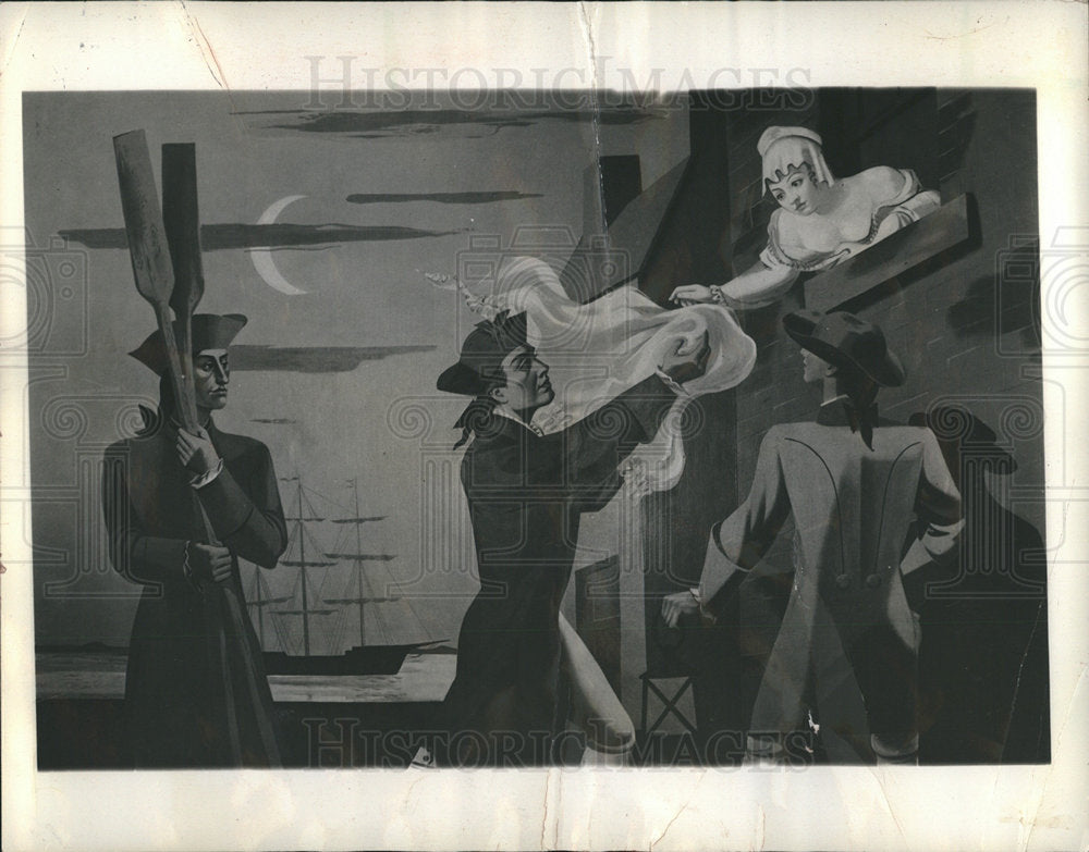 1937 Paul Revere mural Lexington hotel life-Historic Images