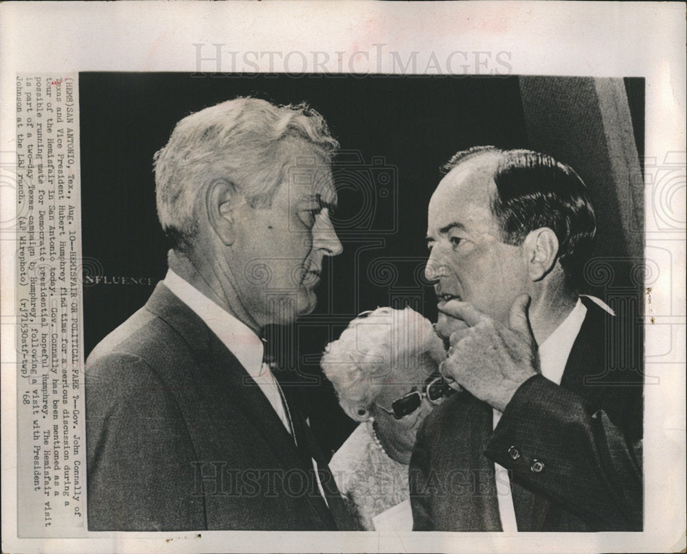 1968 John Connaly Hubert Humphrey Texas-Historic Images