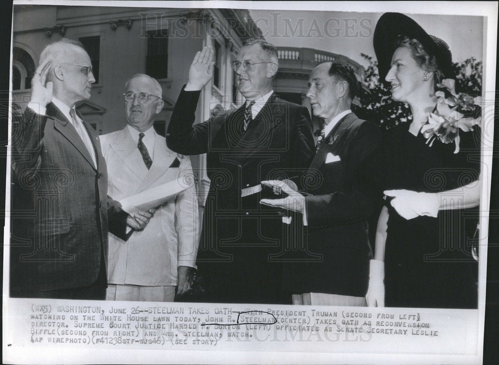 1946 John Steelman Harry Truman oath-Historic Images