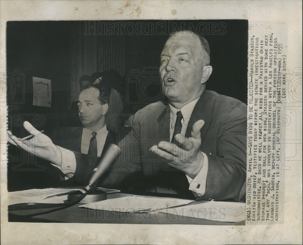 1955 Harold Stassen foreign aid politician-Historic Images