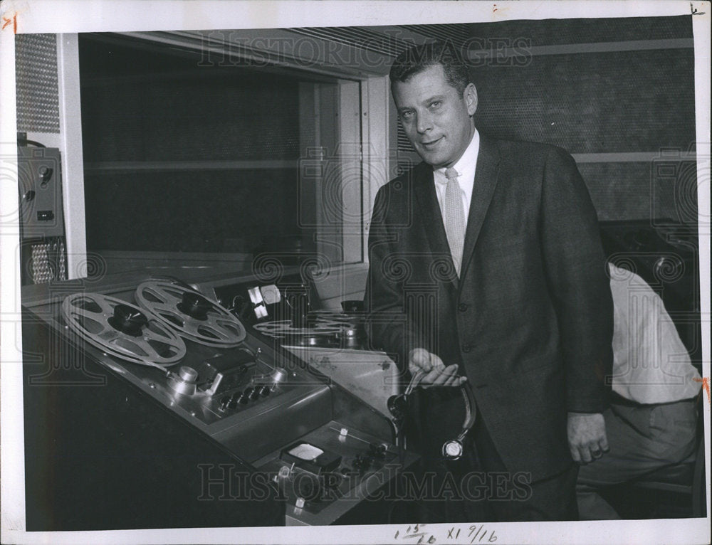 Man with sound recording reel-Historic Images