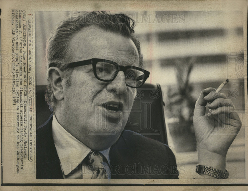 1971 Lawrence O&#39;Brien Democratic Chairman-Historic Images