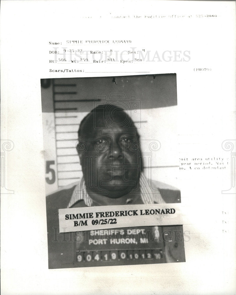 1992 Simmie Frederick Leonard mug shot-Historic Images