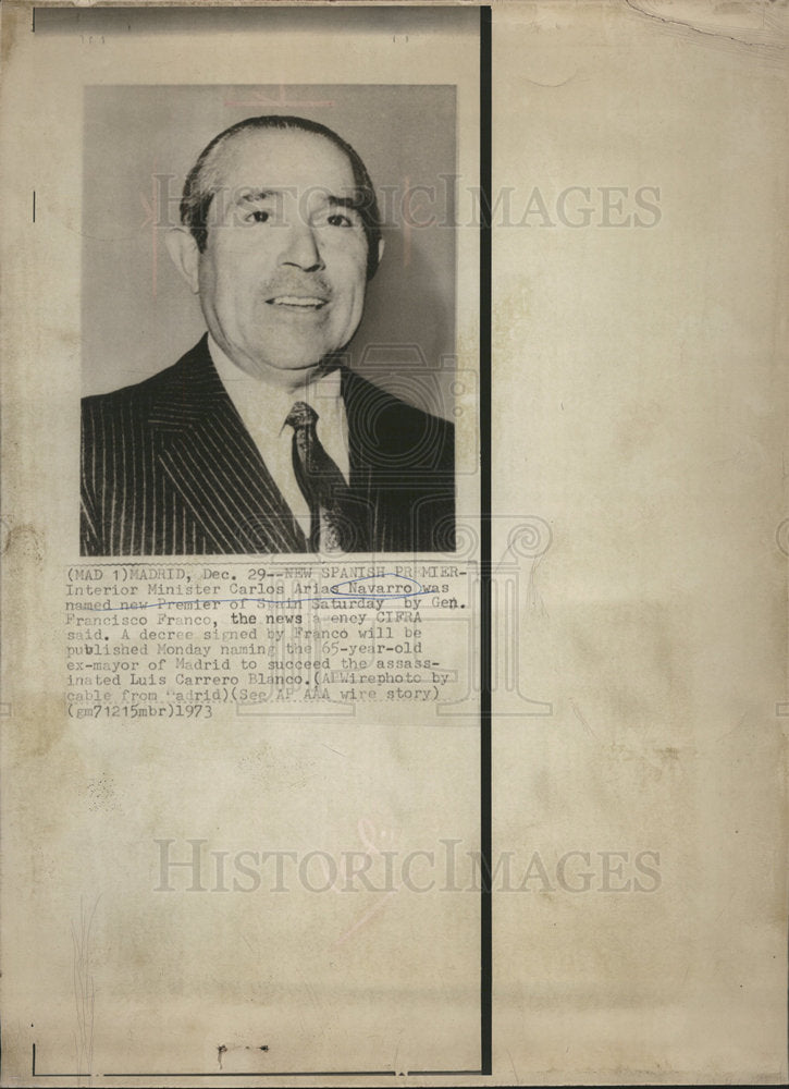 1973 Interior Minister Carlos Arias Navarro-Historic Images