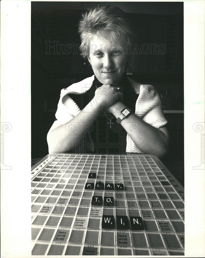 1987 Keith Osinski with his scrabble board.-Historic Images