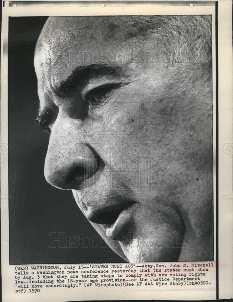 1970 Atty. Gen John N. Mitchell voting laws-Historic Images