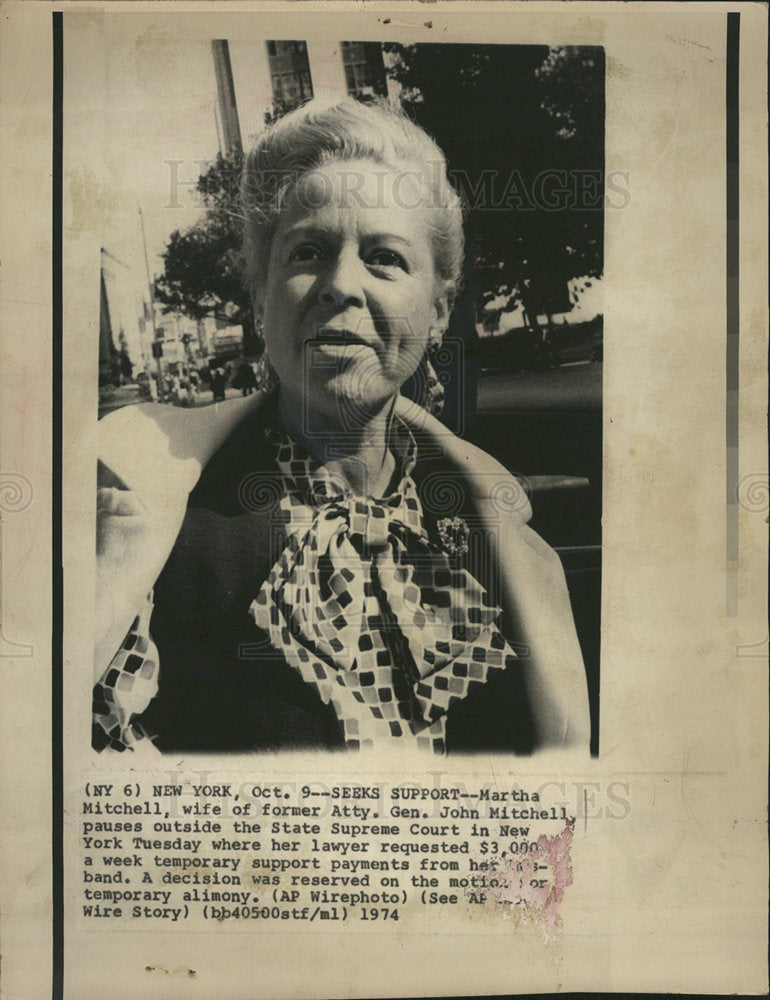 1974 Martha Mitchell John Atty Gen alimony-Historic Images