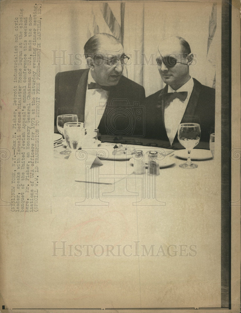 1970 Max Fisher Moshe Dayan Jewish Appeal-Historic Images