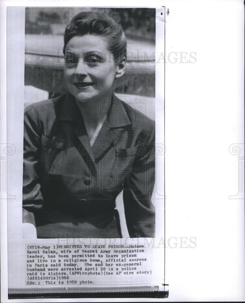 1962 Madam Raoul Salan Algiers imprisonment-Historic Images