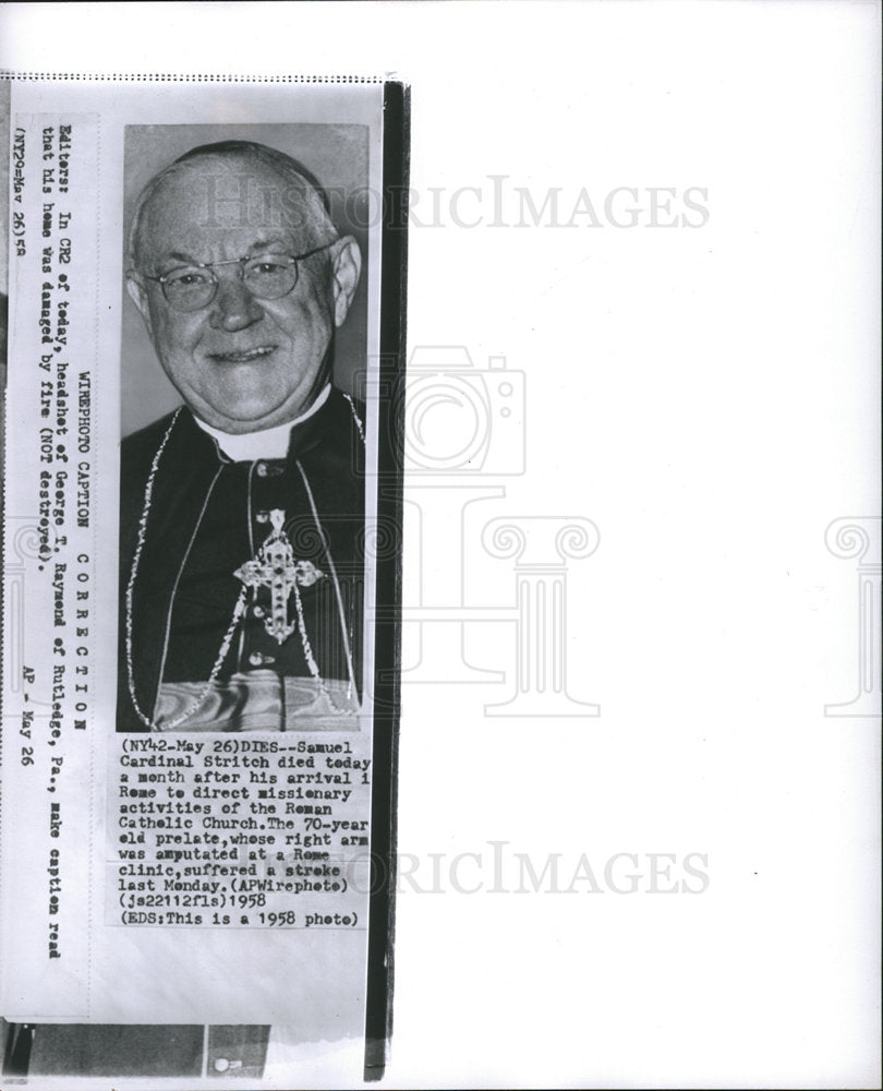 1958 Samuel Cardinal Stritch Catholic-Historic Images