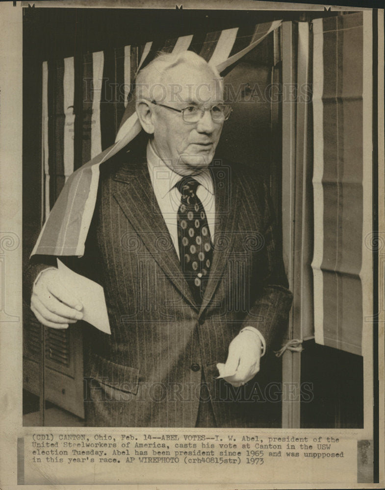 1973 T.W Abel president steelworkers votes-Historic Images