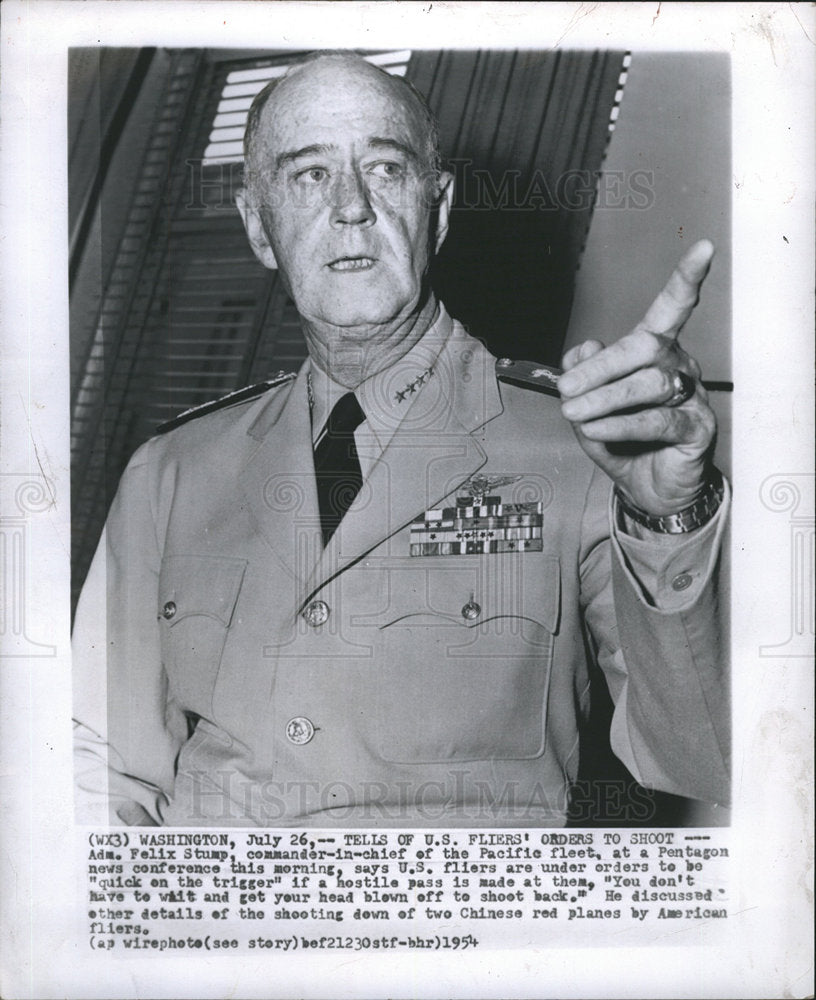 1954 Admiral Felix Stump Pacific Fleet Navy-Historic Images