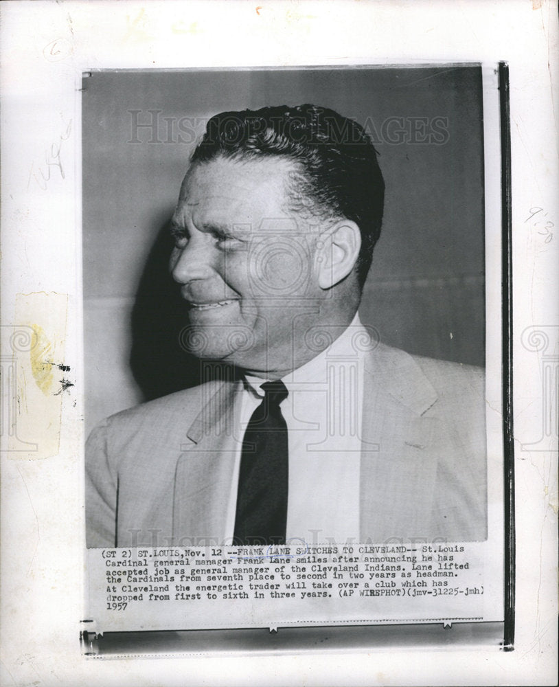 1957 Frank Lane Baseball Manager Indians-Historic Images