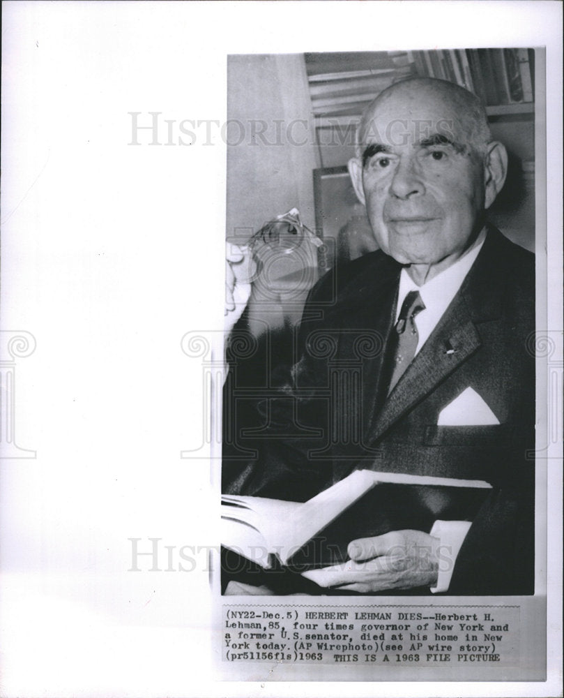 1963 Herbert H. Lehman dies passes Governor-Historic Images