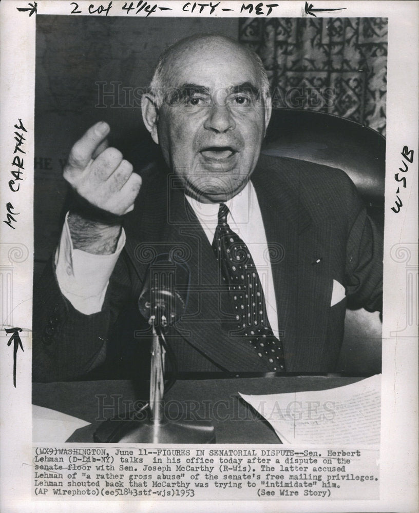 1958 Herbert Lehman, US Senator-Historic Images