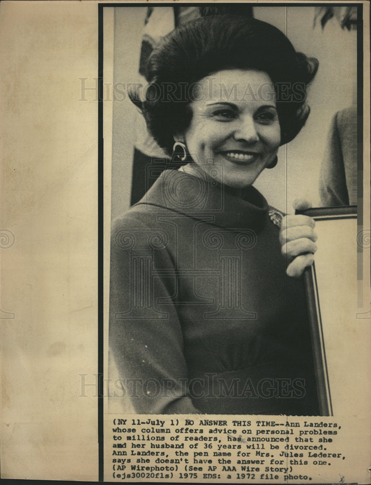 1975 Ann Landers Mrs Jules Lederer advice-Historic Images