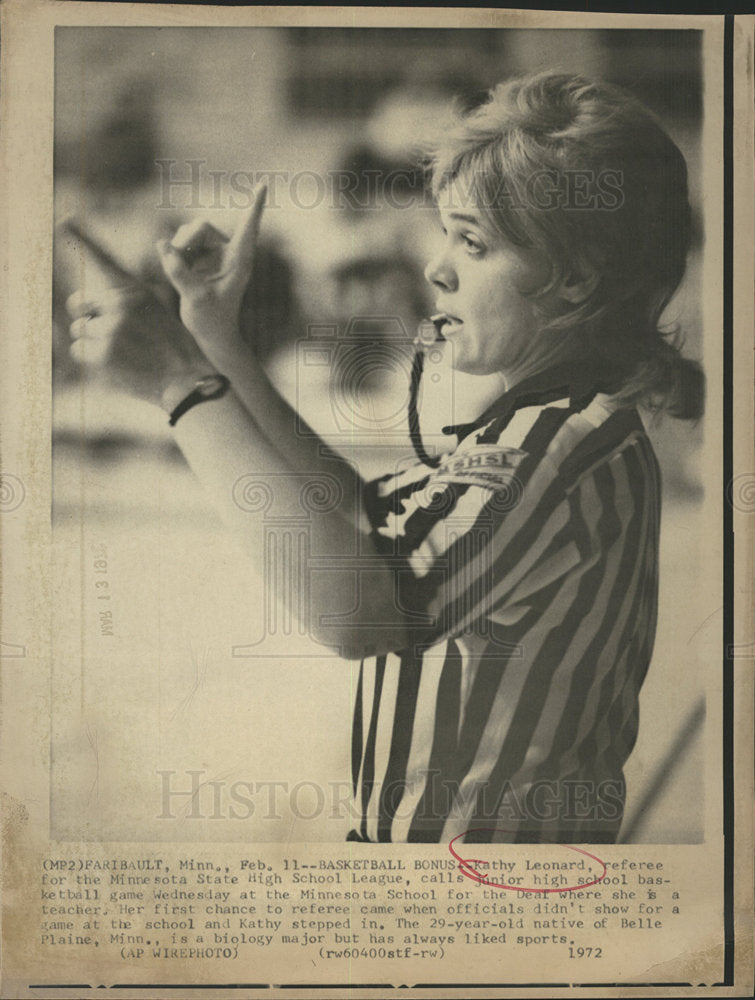 1972 Kathy Leonard Referee Basketball-Historic Images