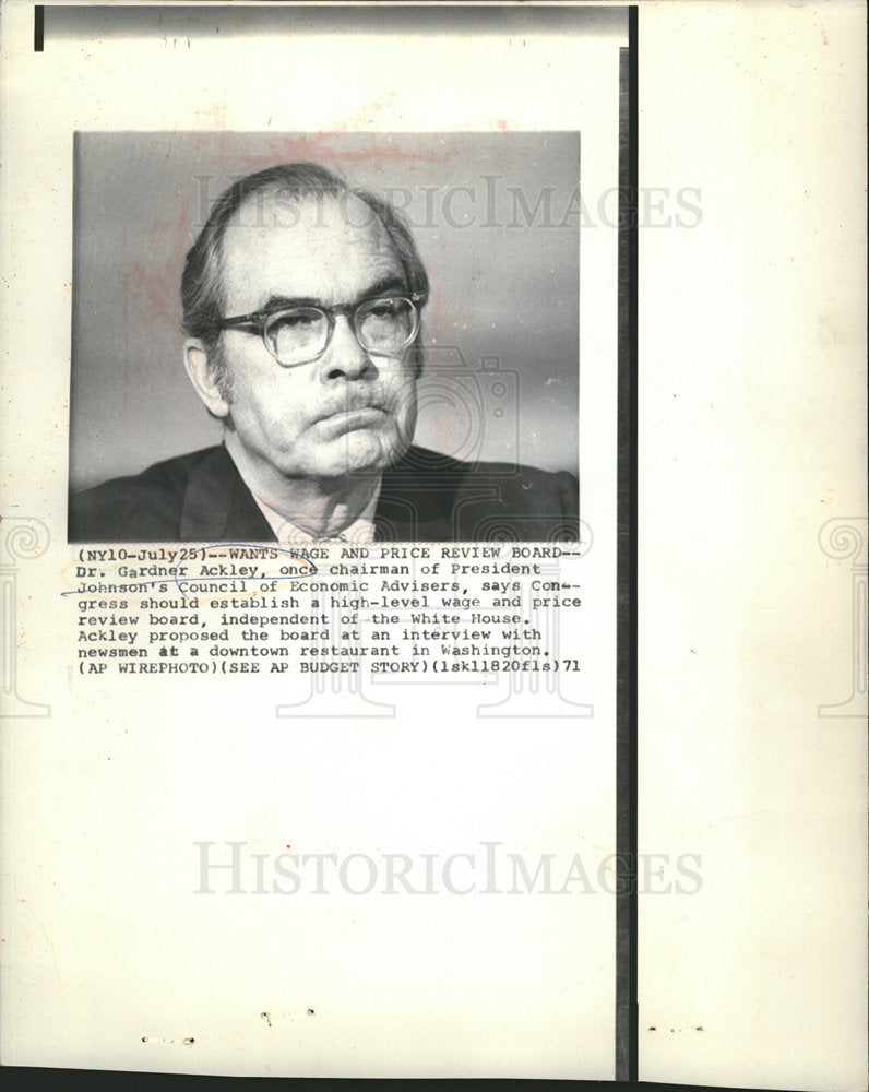 1971 Dr. Gardner Ackley Pres Johnson-Historic Images