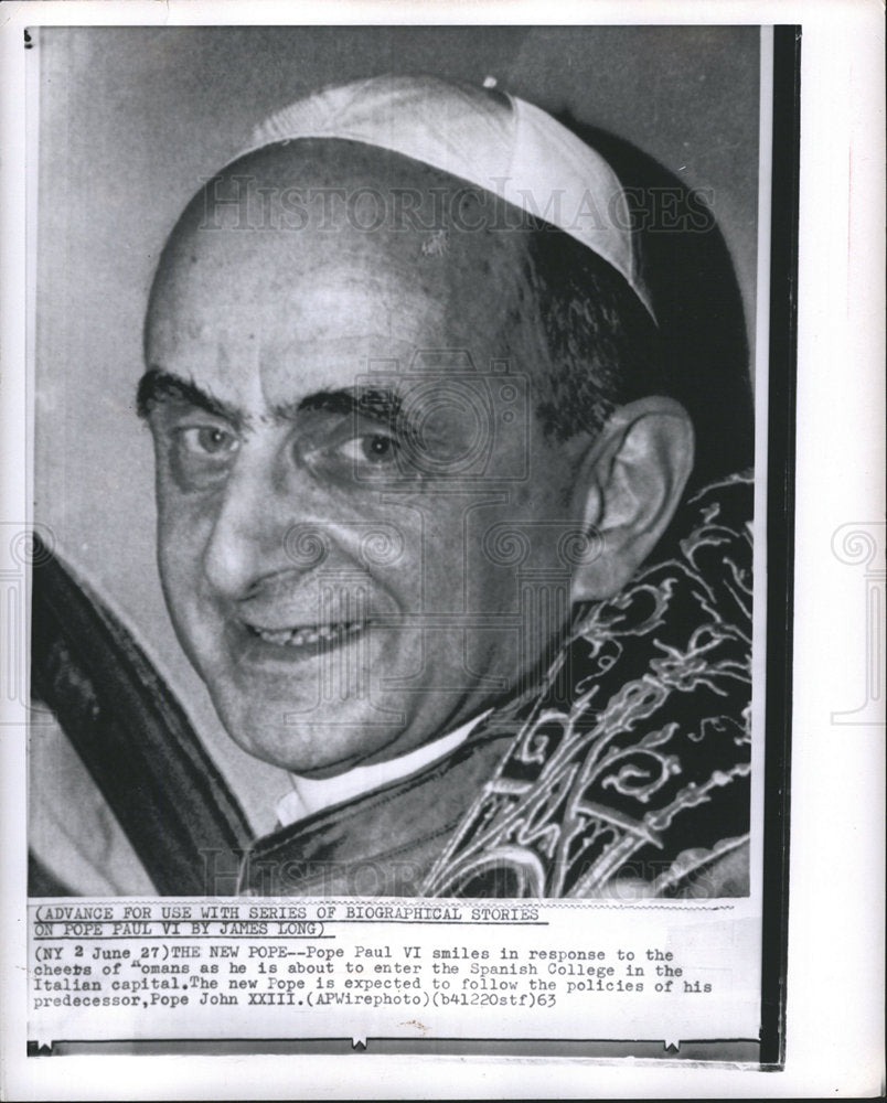 1963 Pope Paul VI  Spanish College Rome-Historic Images