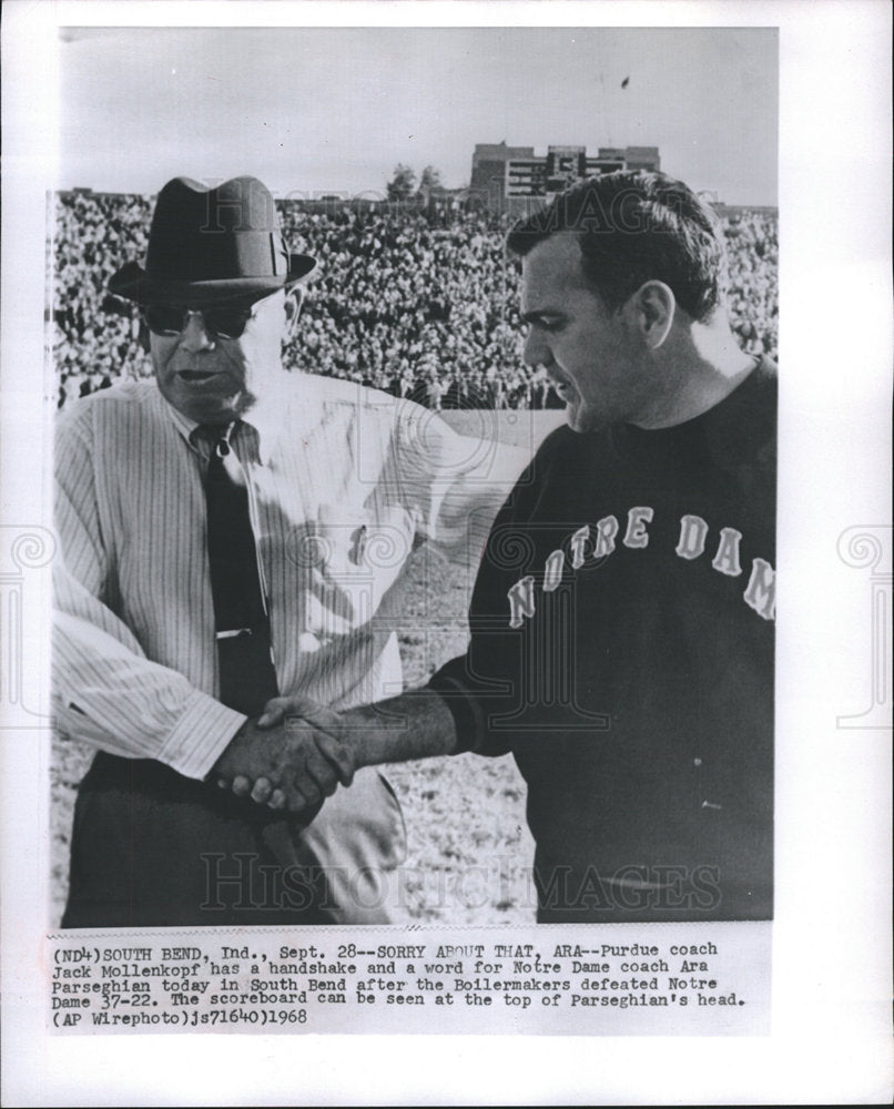 1968 Jack Mollenkopf Ara Parseghian 1968 - Historic Images