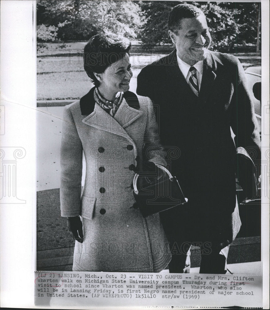 1969 VISIT TO CAMPUS.Dr and Mrs Clifton-Historic Images