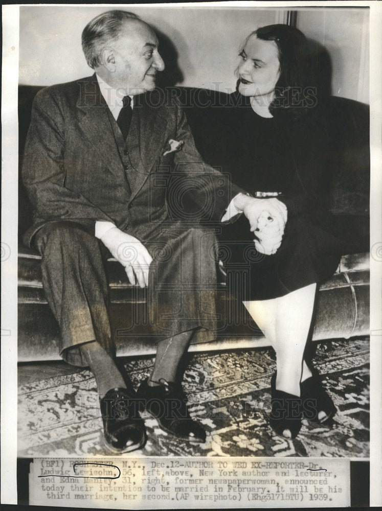 1939 Ludwig Lewisohn Edna Manley marriage-Historic Images