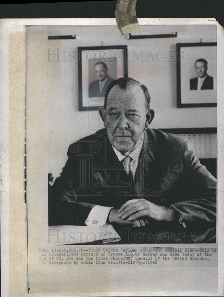 1968 Trygve Lie UN Secretary General-Historic Images