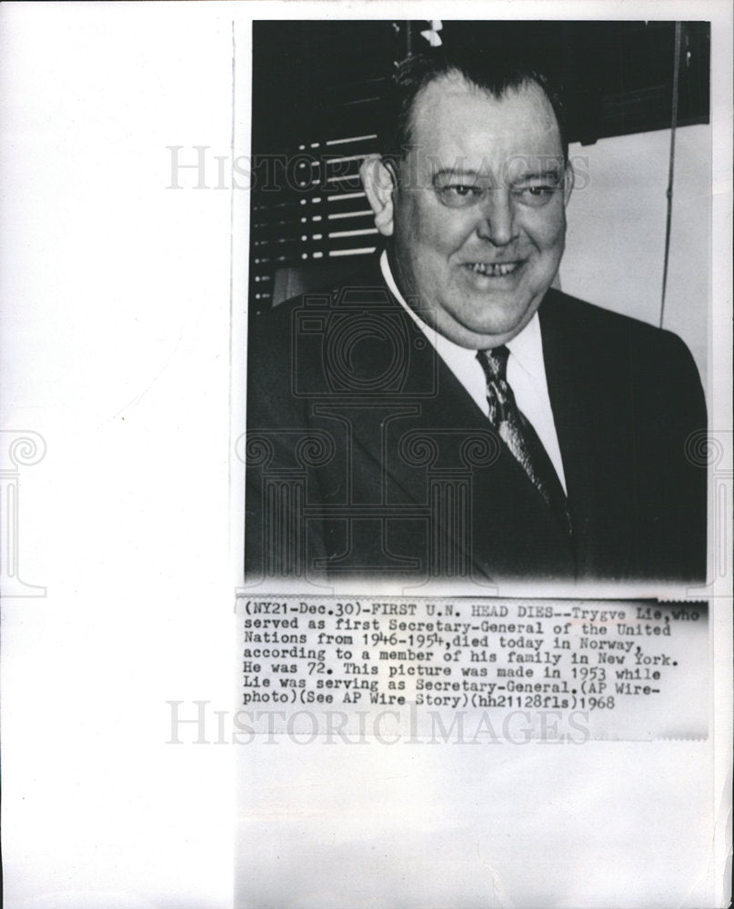 1969 Trygve Lie first U.N. Head dies.-Historic Images