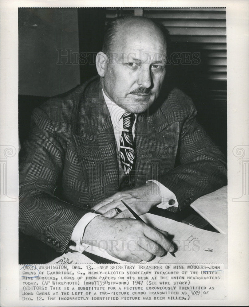 1947 John Owens Secretary Treasurer of UMW-Historic Images