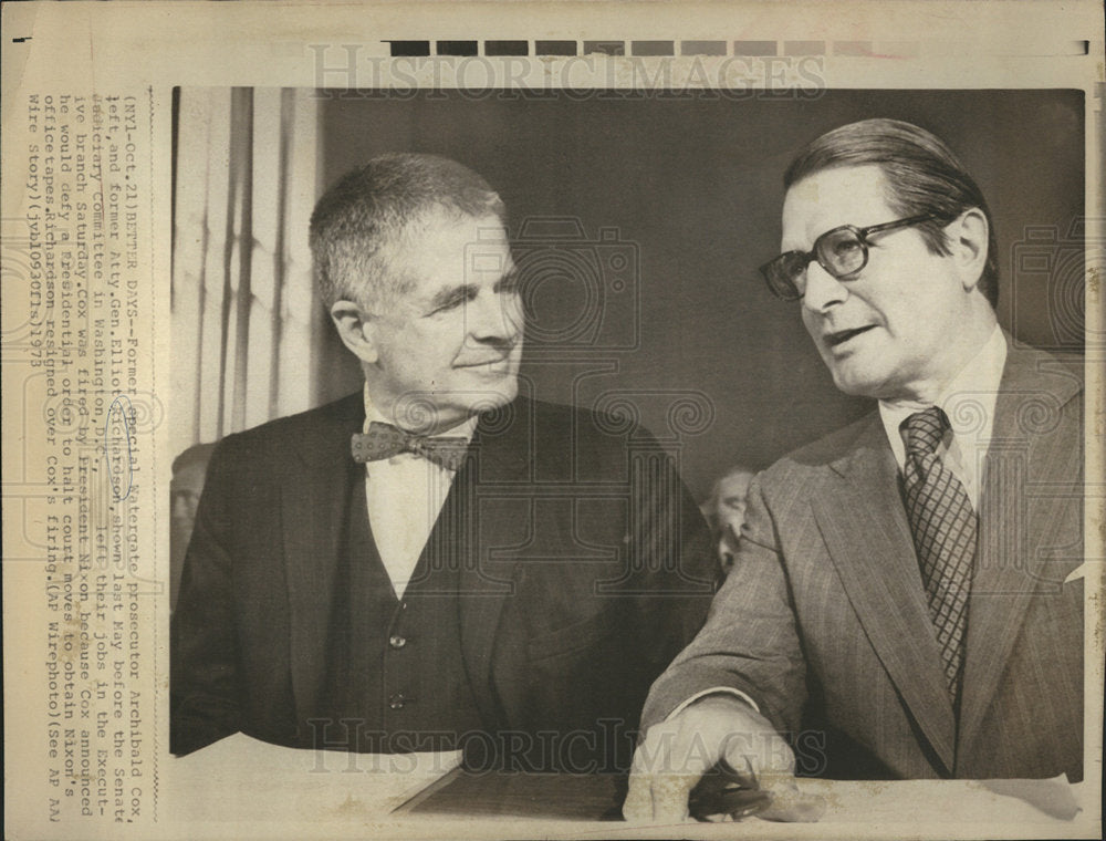 1973 Archibald Cox Elliot Richardson Senate-Historic Images