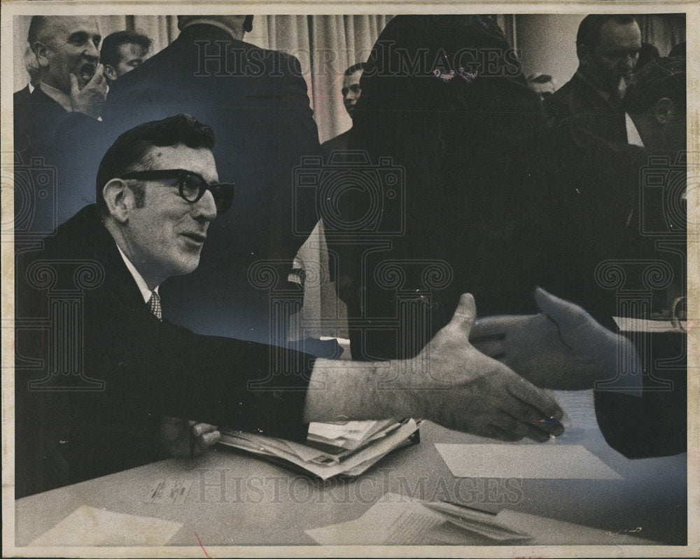 1970 Fernard Woodcock handshake contract-Historic Images