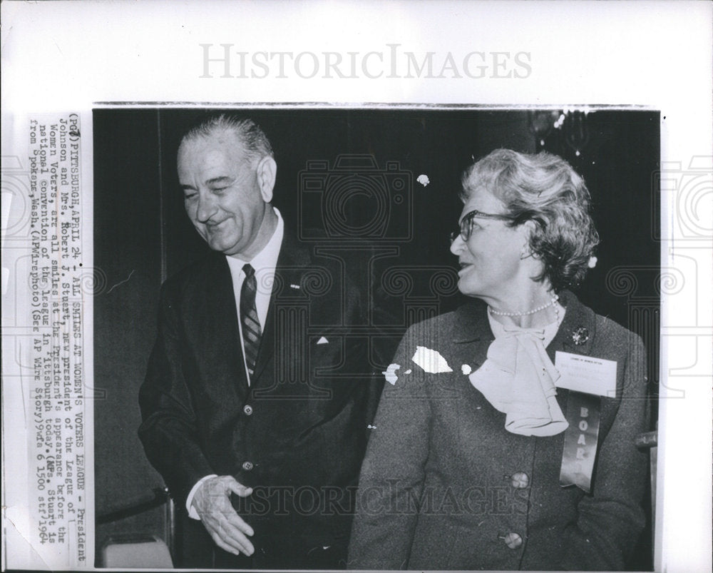 1964 Mrs Robert J Stuart, President Johnson-Historic Images