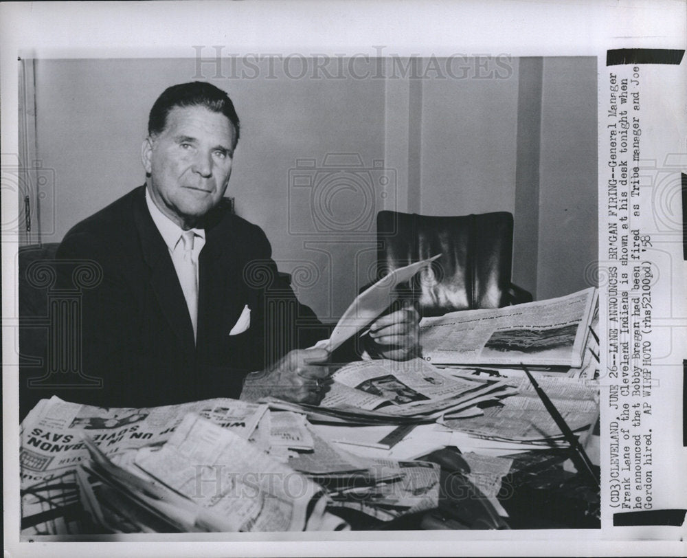 1958 Frank Lane Cleveland Indians manager-Historic Images