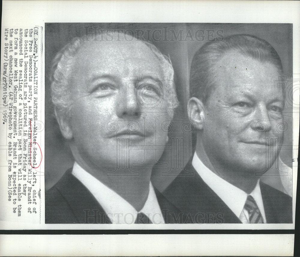 1969 Willy Brandt Walter Scheel German pact-Historic Images