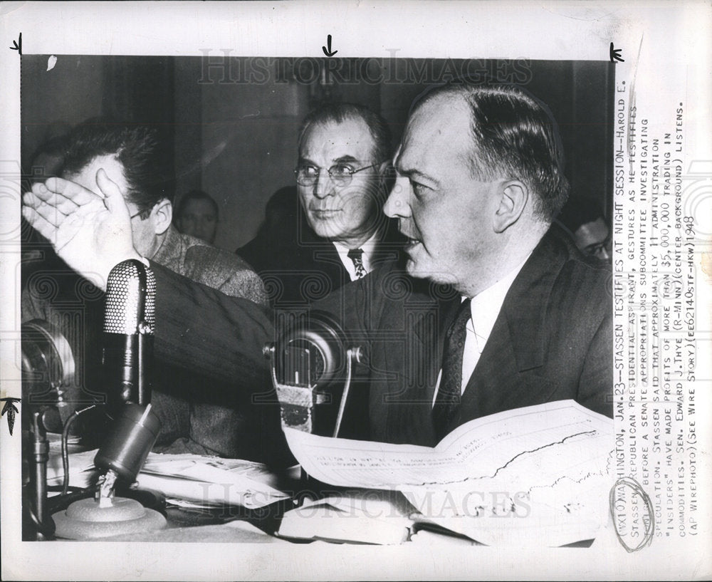 1948 Harold Stassen testify before session-Historic Images