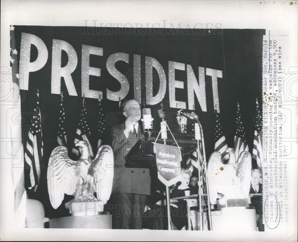 1947 Harold Stassen 25th Governor-Historic Images