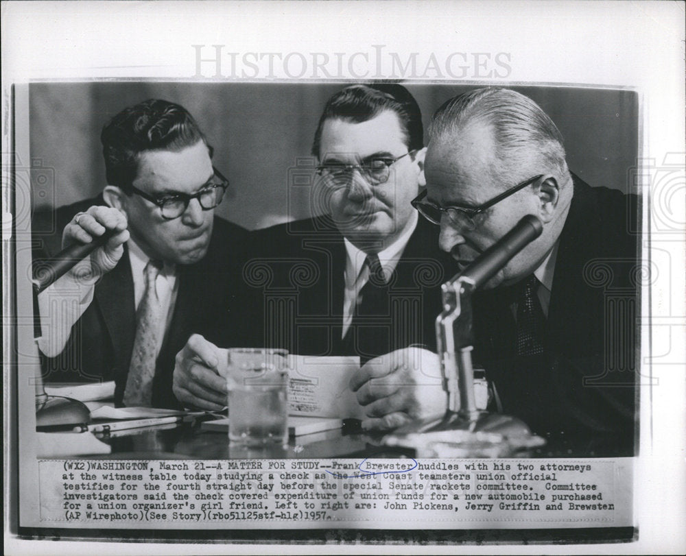 1957 Frank Brewster union Senate rackets-Historic Images